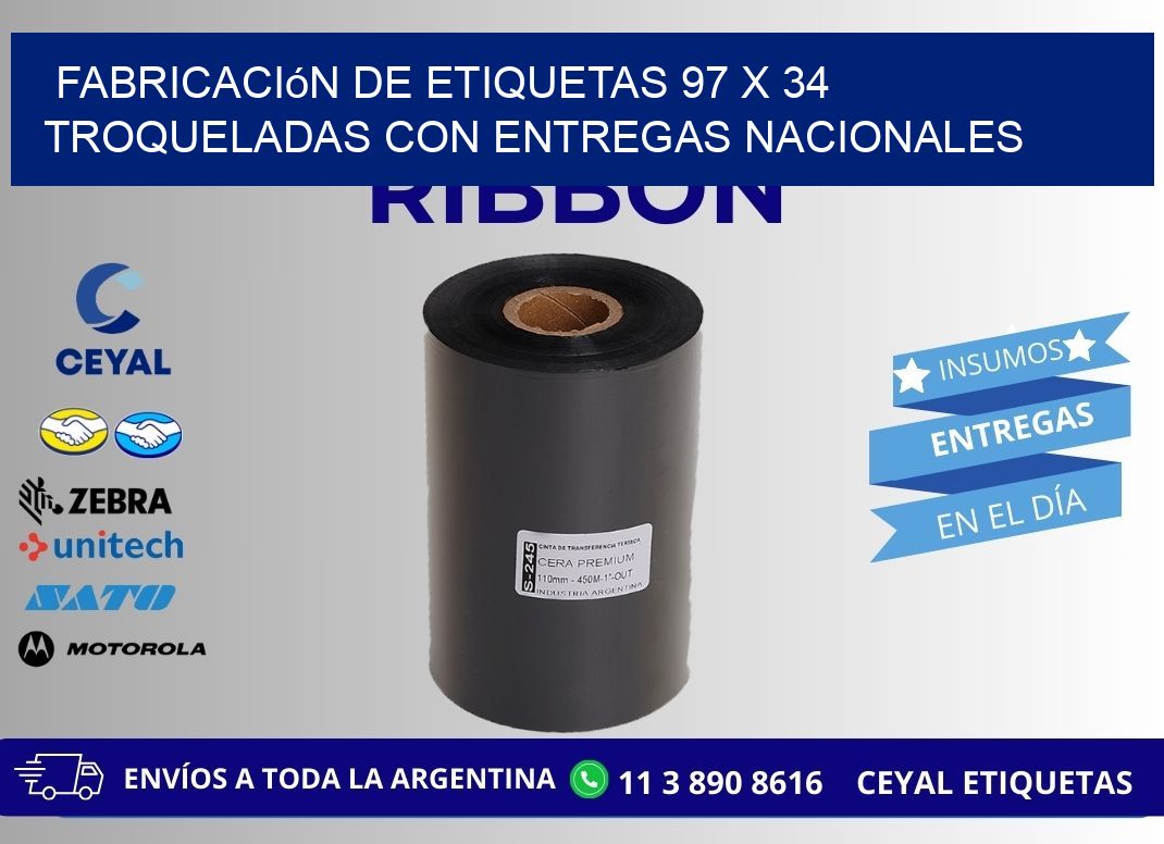 Fabricación de etiquetas 97 x 34 troqueladas con entregas nacionales