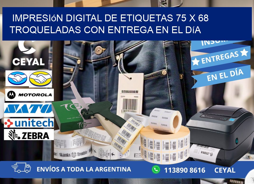 Impresión digital de etiquetas 75 x 68 troqueladas con entrega en el día