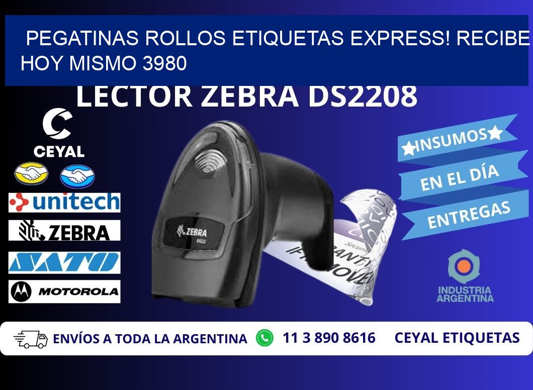 Pegatinas rollos etiquetas Express! Recibe Hoy Mismo 3980