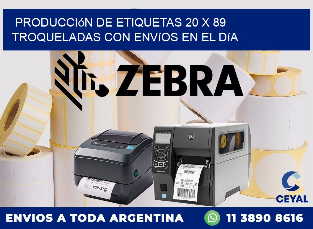 Producción de etiquetas 20 x 89 troqueladas con envíos en el día