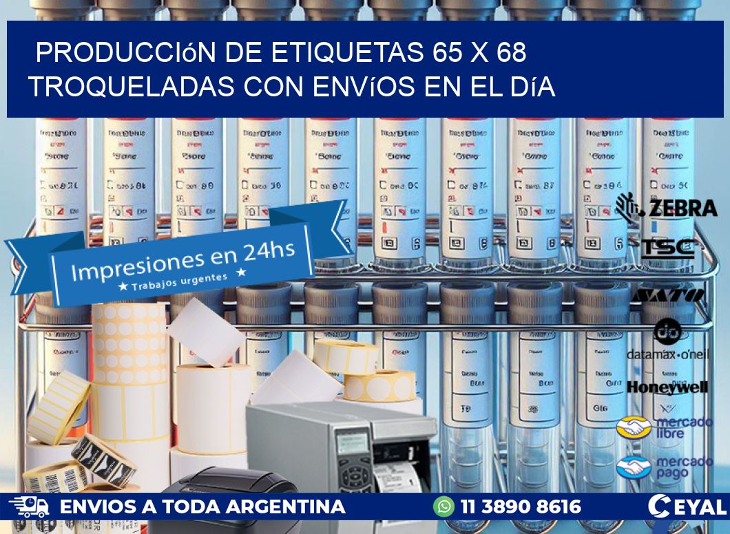 Producción de etiquetas 65 x 68 troqueladas con envíos en el día