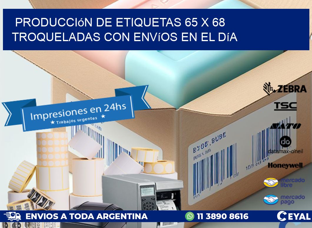 Producción de etiquetas 65 x 68 troqueladas con envíos en el día