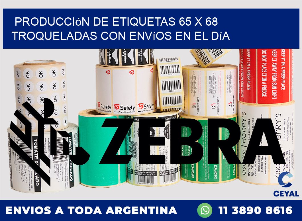 Producción de etiquetas 65 x 68 troqueladas con envíos en el día