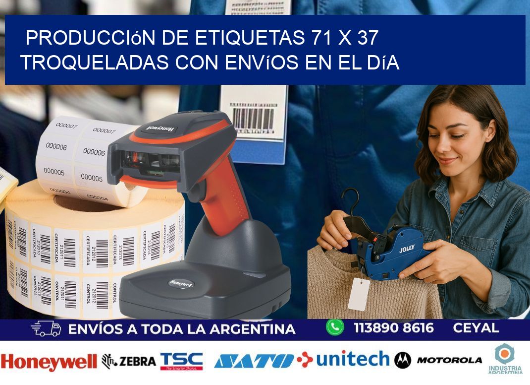 Producción de etiquetas 71 x 37 troqueladas con envíos en el día