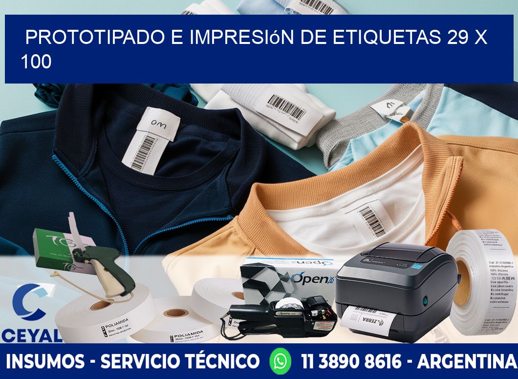 Prototipado e impresión de etiquetas 29 x 100