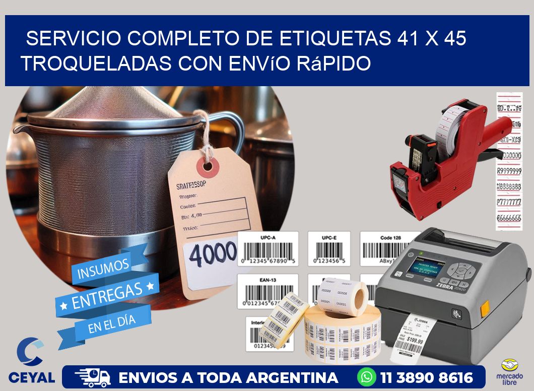 Servicio completo de etiquetas 41 x 45 troqueladas con envío rápido