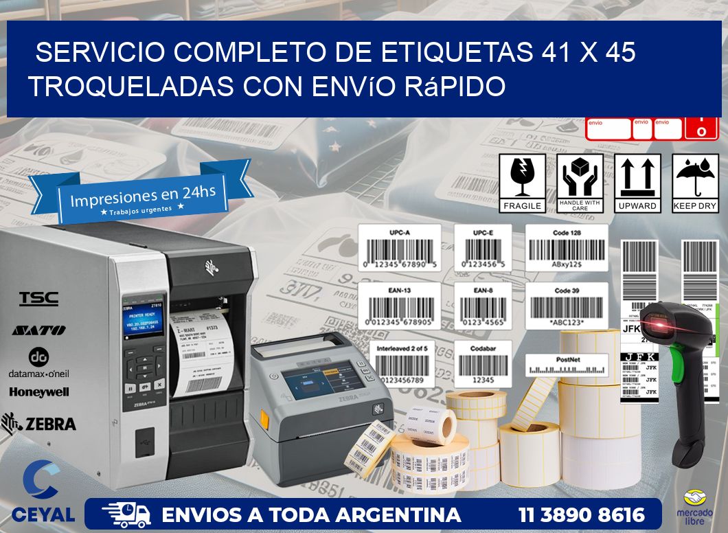 Servicio completo de etiquetas 41 x 45 troqueladas con envío rápido