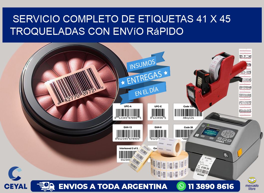Servicio completo de etiquetas 41 x 45 troqueladas con envío rápido
