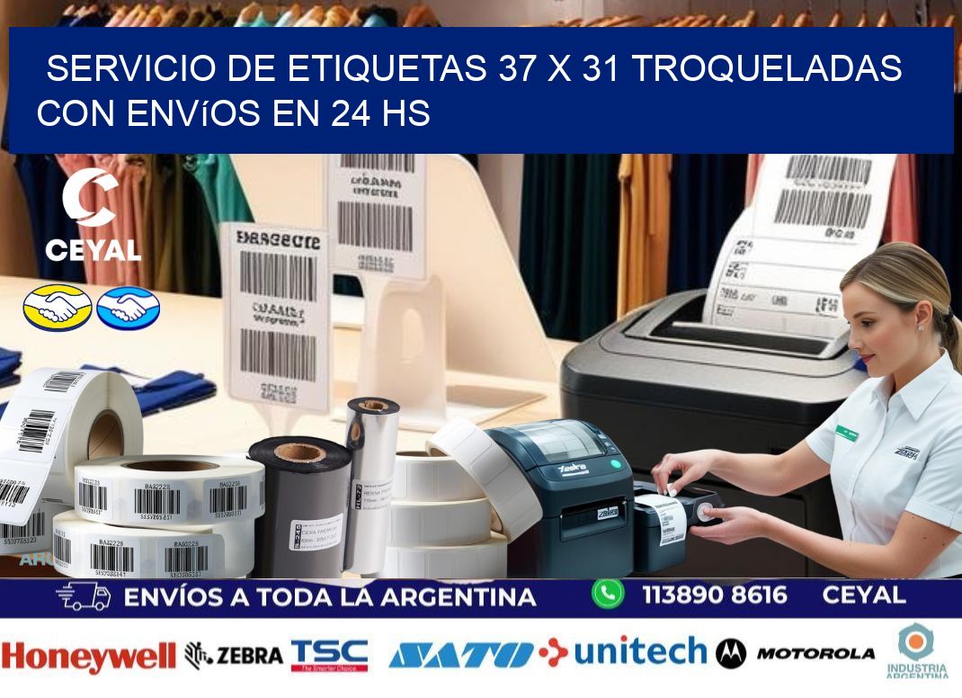 Servicio de etiquetas 37 x 31 troqueladas con envíos en 24 hs