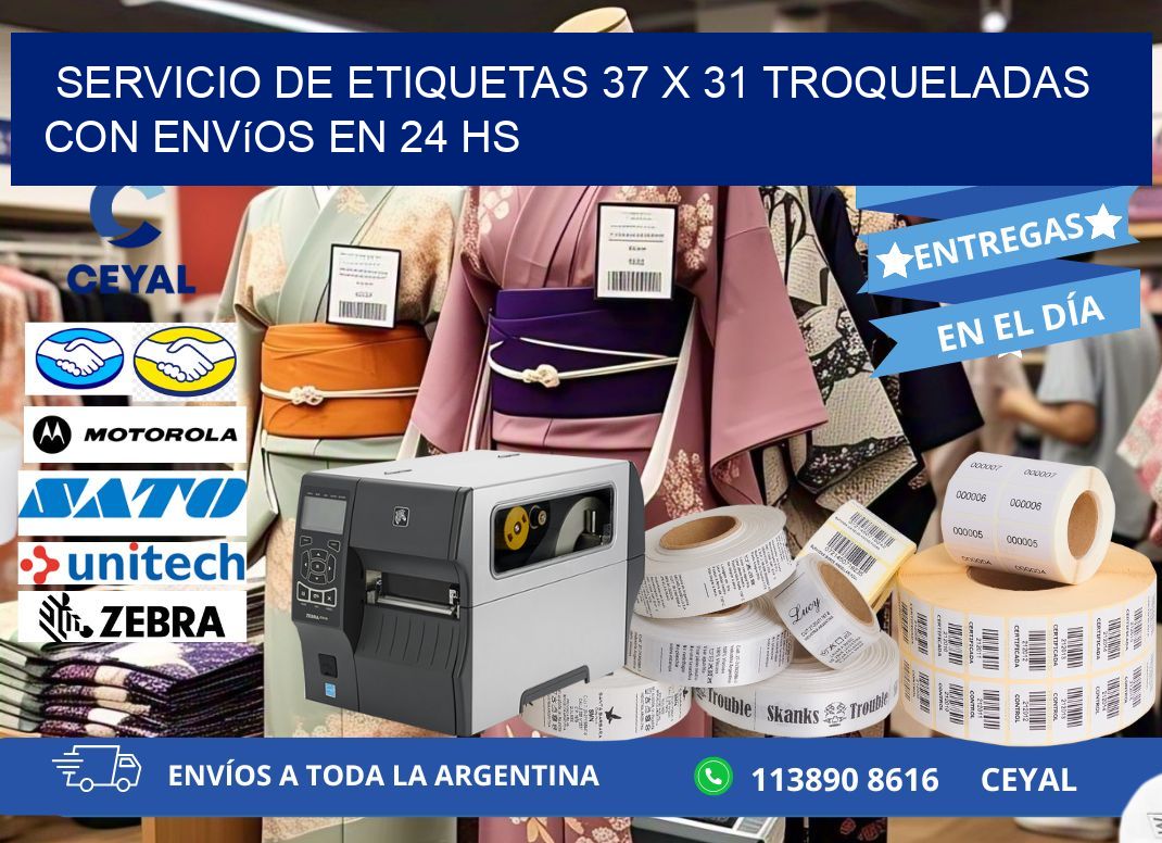 Servicio de etiquetas 37 x 31 troqueladas con envíos en 24 hs