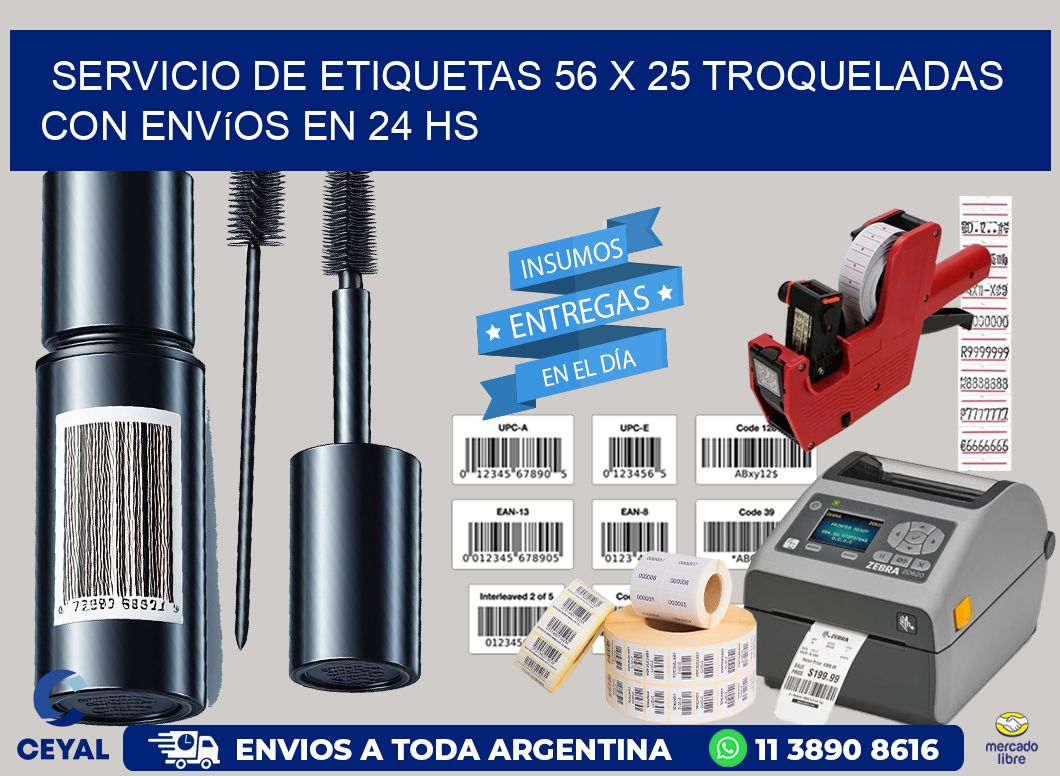 Servicio de etiquetas 56 x 25 troqueladas con envíos en 24 hs