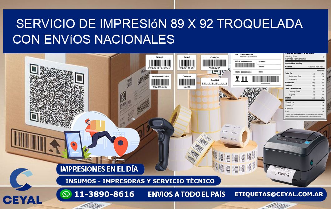 Servicio de impresión 89 x 92 troquelada con envíos nacionales