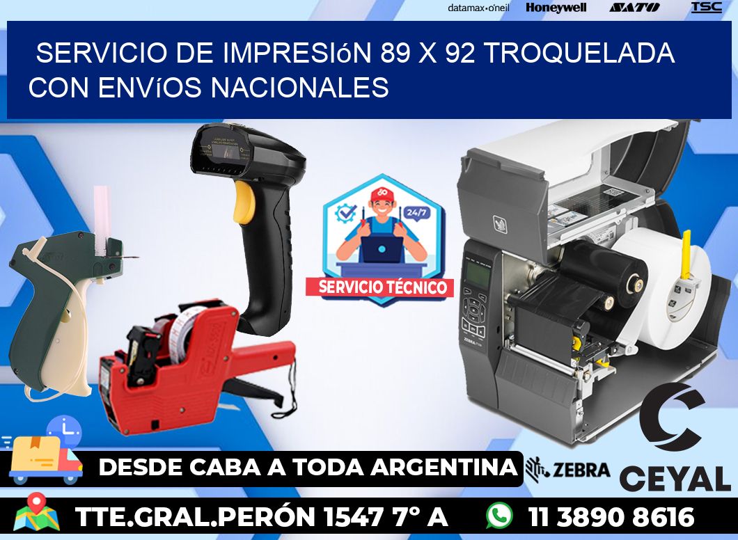 Servicio de impresión 89 x 92 troquelada con envíos nacionales