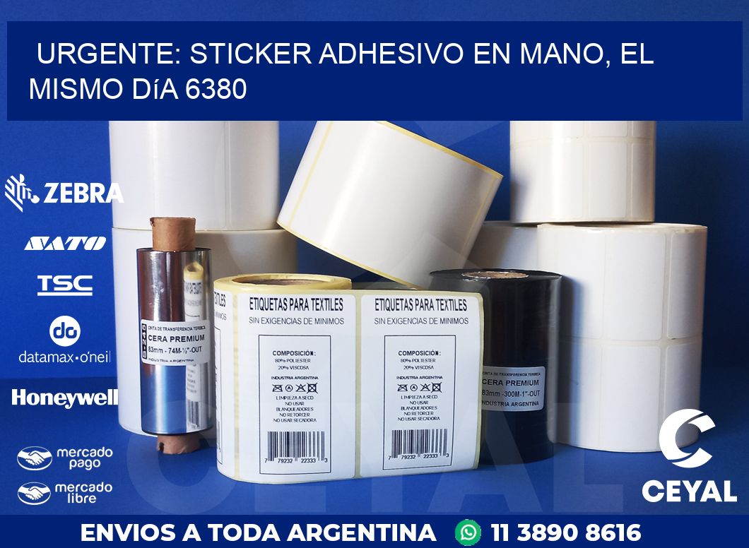 Urgente: Sticker adhesivo en Mano, el Mismo Día 6380