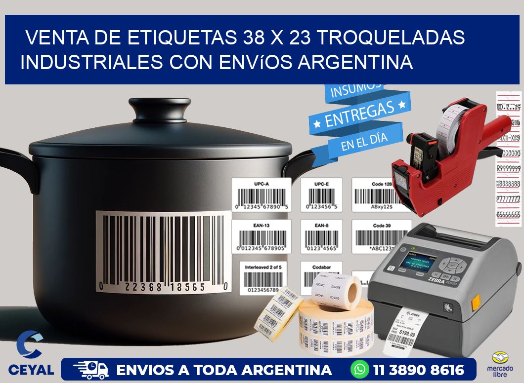 Venta de etiquetas 38 x 23 troqueladas industriales con envíos Argentina