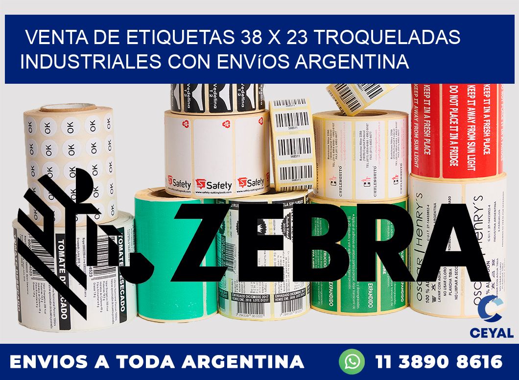 Venta de etiquetas 38 x 23 troqueladas industriales con envíos Argentina