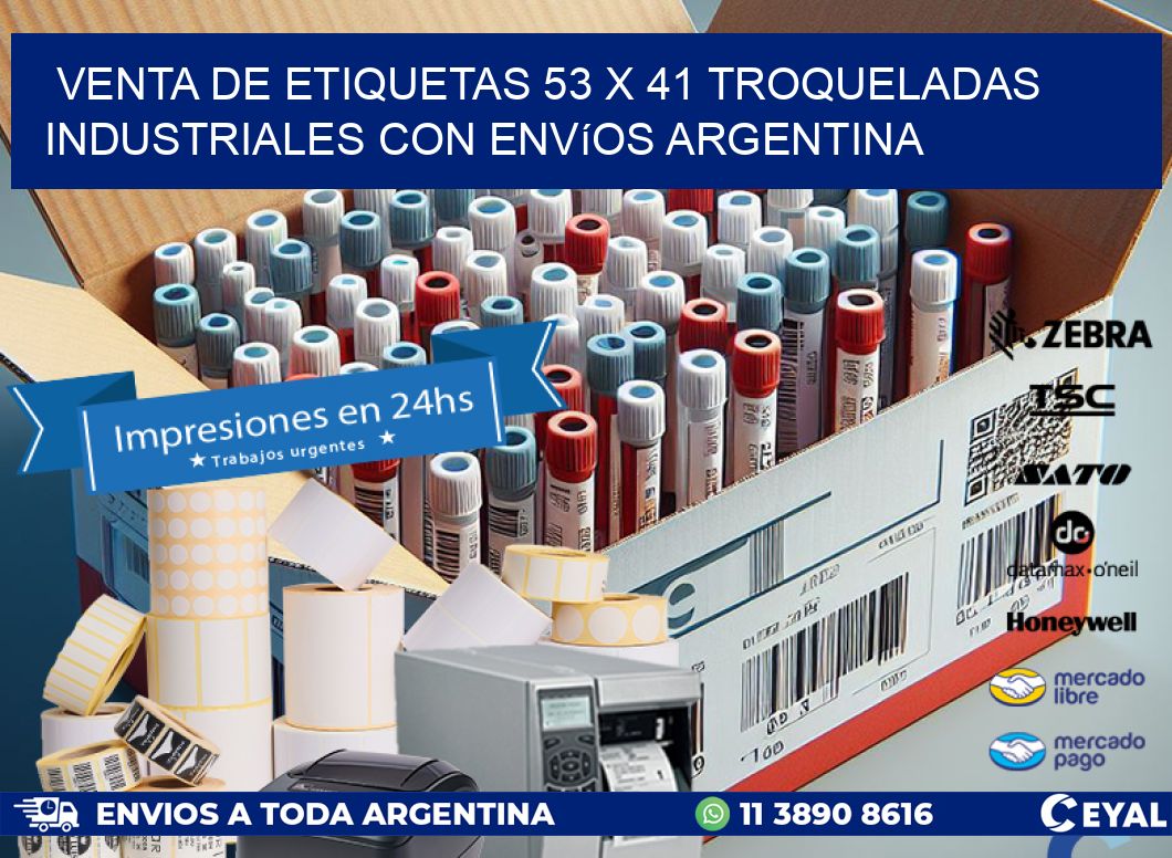 Venta de etiquetas 53 x 41 troqueladas industriales con envíos Argentina