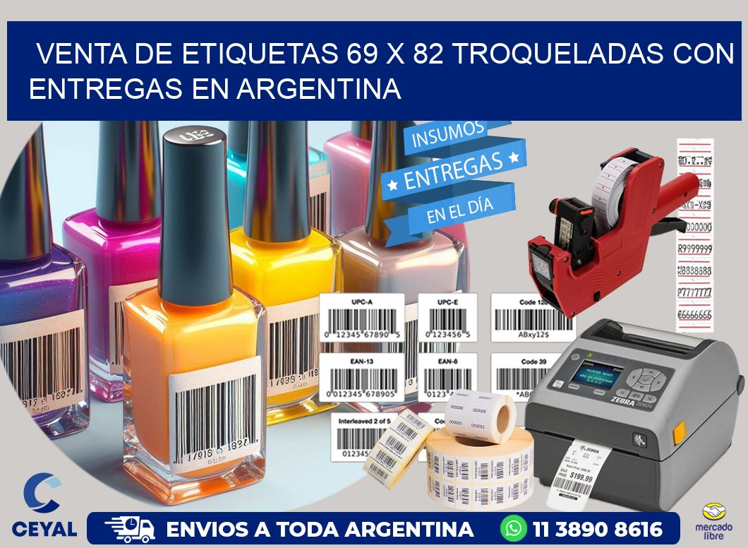 Venta de etiquetas 69 x 82 troqueladas con entregas en Argentina