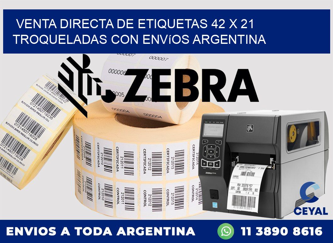 Venta directa de etiquetas 42 x 21 troqueladas con envíos Argentina