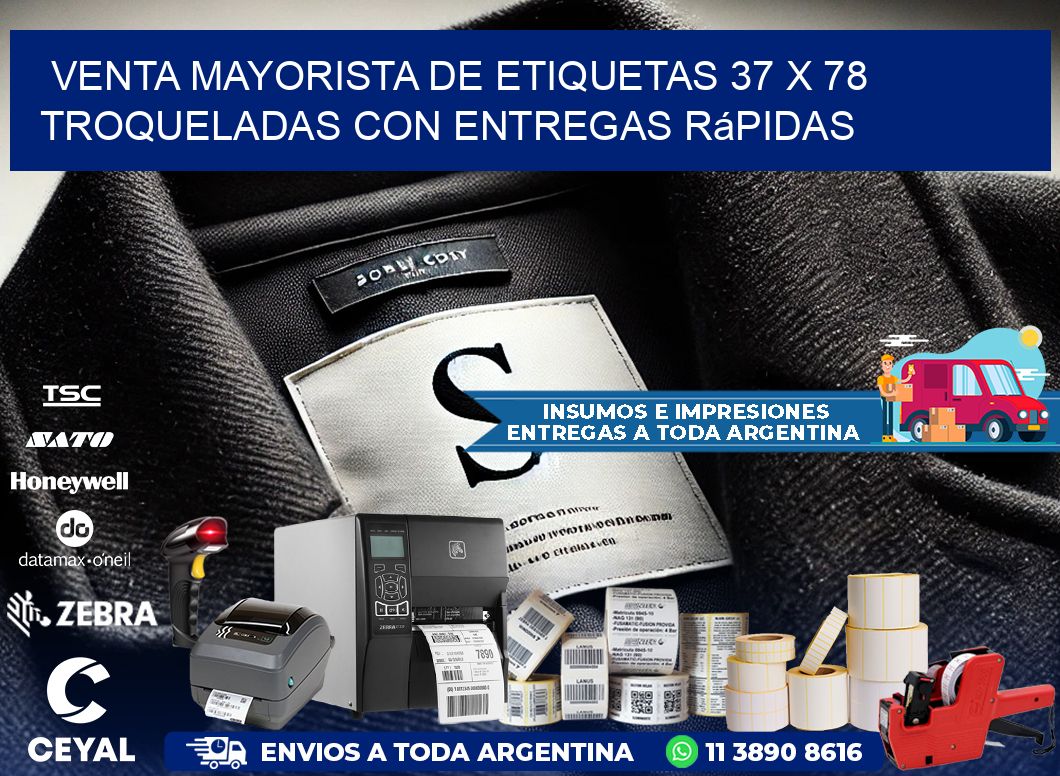 Venta mayorista de etiquetas 37 x 78 troqueladas con entregas rápidas