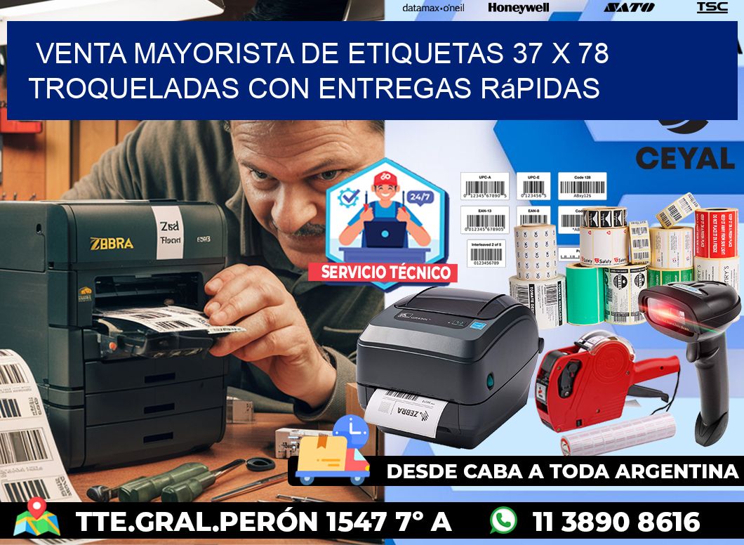 Venta mayorista de etiquetas 37 x 78 troqueladas con entregas rápidas