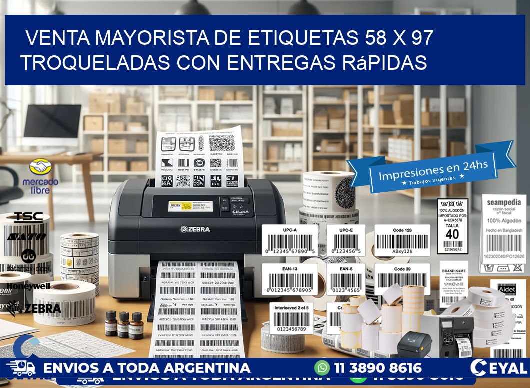 Venta mayorista de etiquetas 58 x 97 troqueladas con entregas rápidas