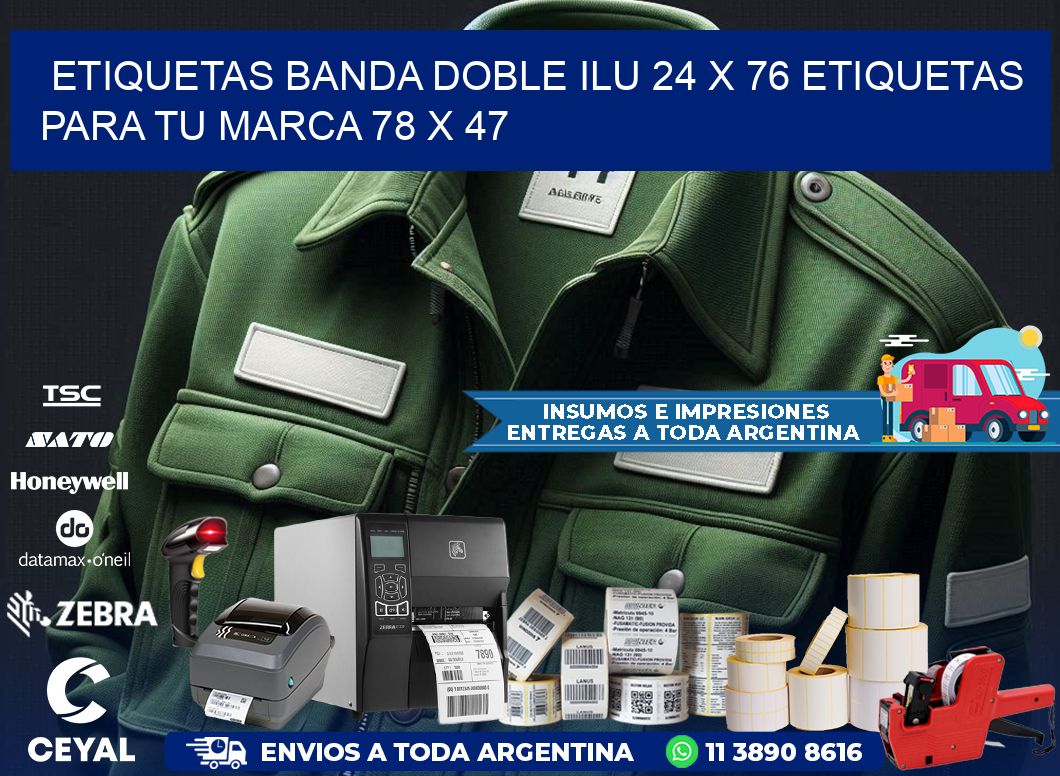etiquetas banda doble ilu 24 x 76 etiquetas para tu marca 78 x 47