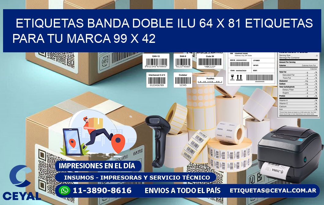 etiquetas banda doble ilu 64 x 81 etiquetas para tu marca 99 x 42