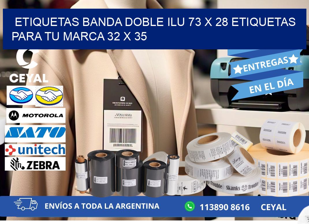 etiquetas banda doble ilu 73 x 28 etiquetas para tu marca 32 x 35