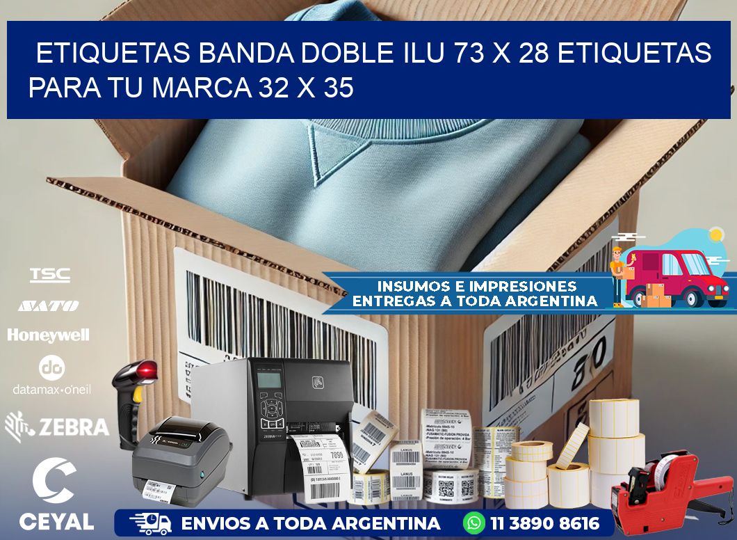 etiquetas banda doble ilu 73 x 28 etiquetas para tu marca 32 x 35