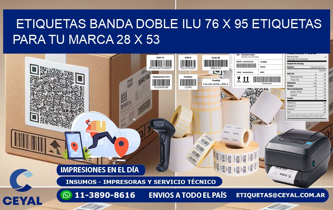 etiquetas banda doble ilu 76 x 95 etiquetas para tu marca 28 x 53