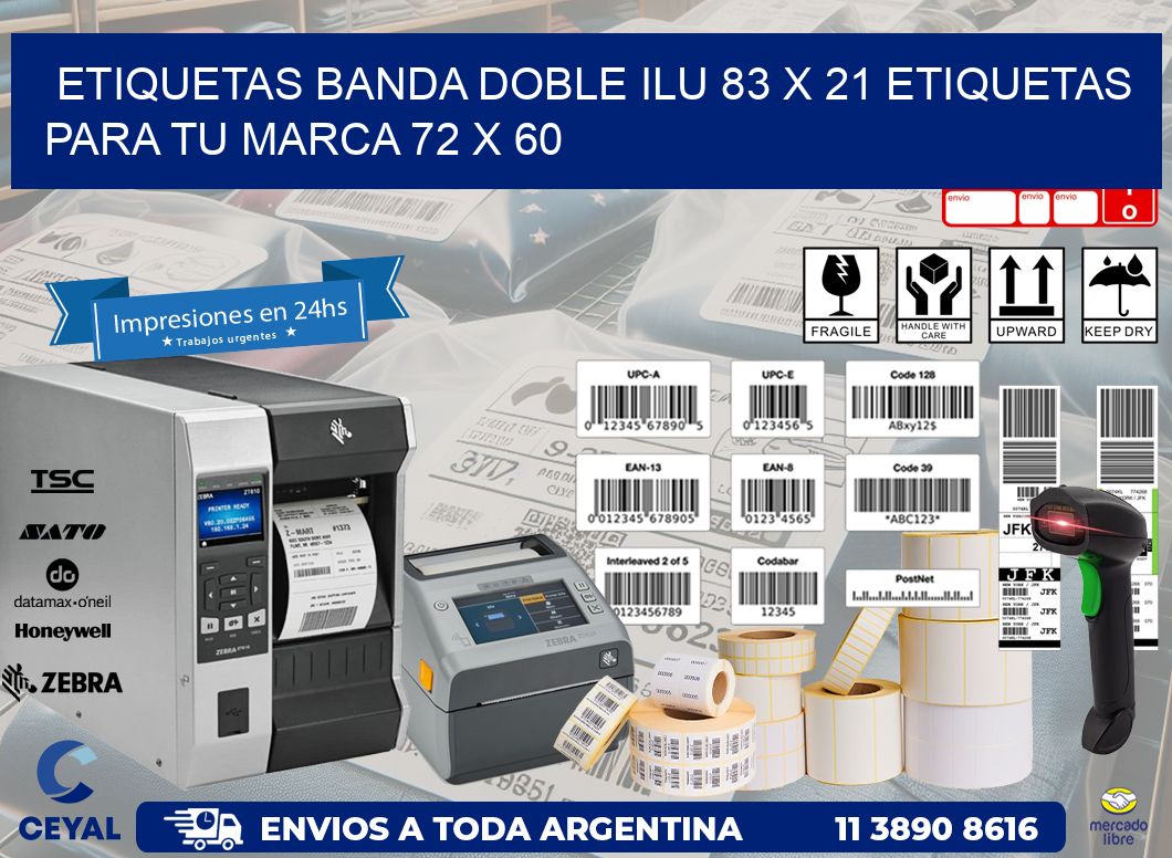 etiquetas banda doble ilu 83 x 21 etiquetas para tu marca 72 x 60