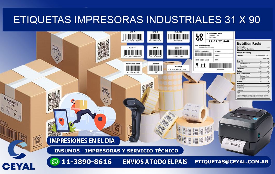 etiquetas impresoras industriales 31 x 90