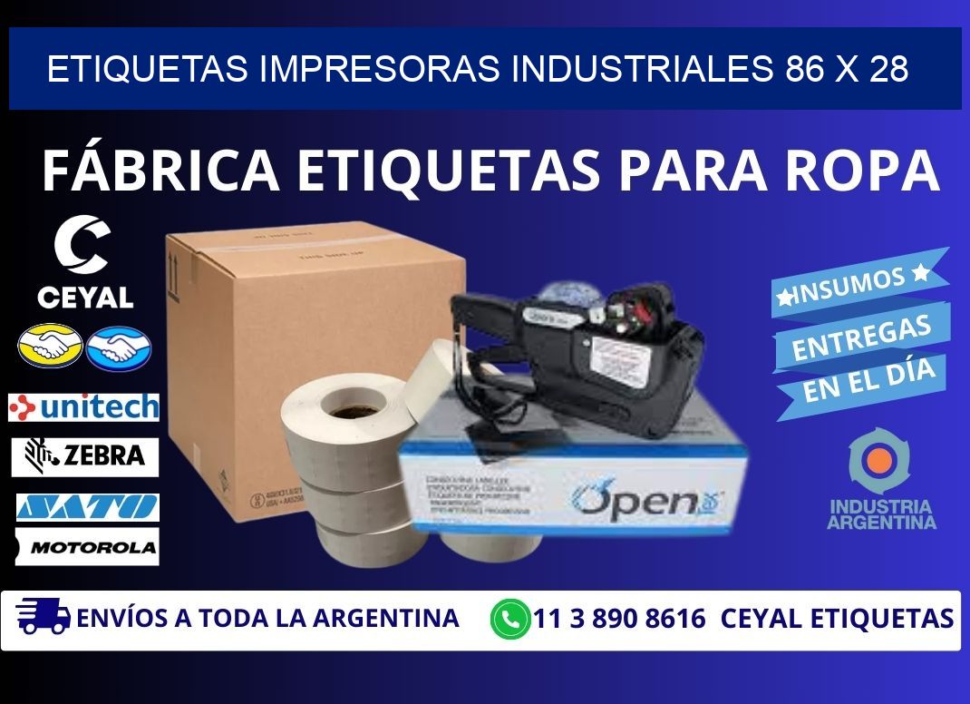 etiquetas impresoras industriales 86 x 28