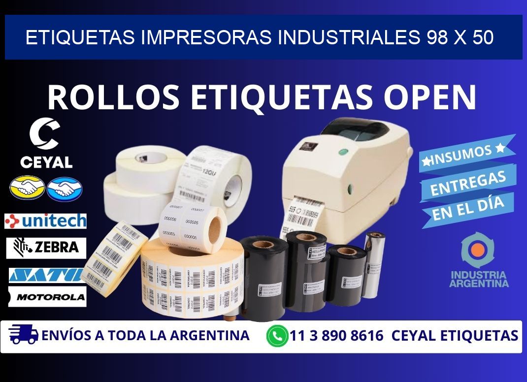 etiquetas impresoras industriales 98 x 50