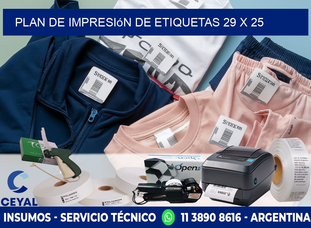 plan de impresión de etiquetas 29 x 25
