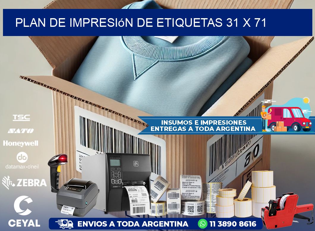 plan de impresión de etiquetas 31 x 71