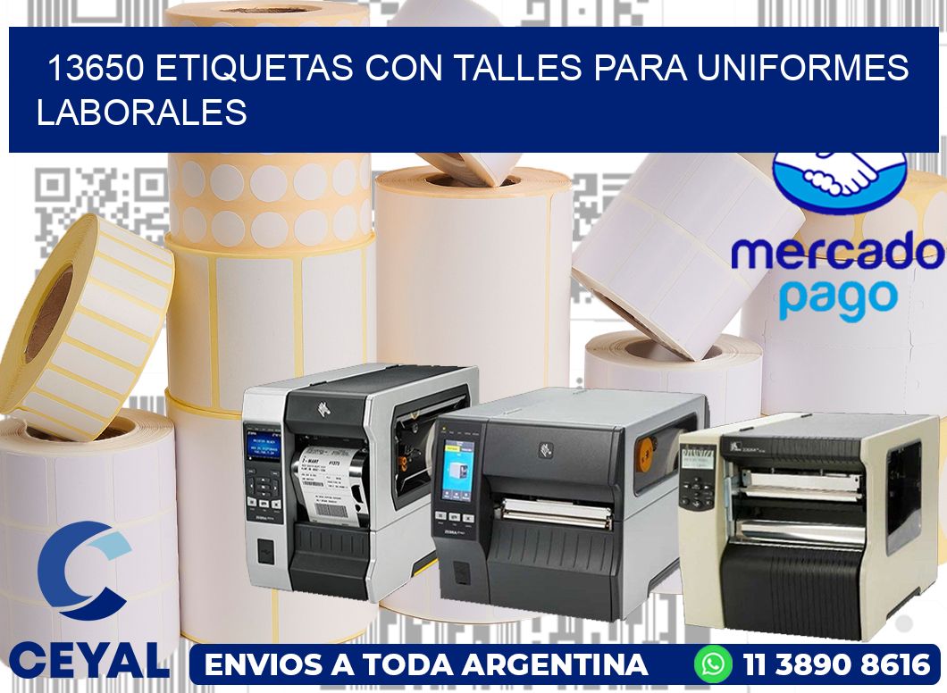 13650 etiquetas con talles para uniformes laborales