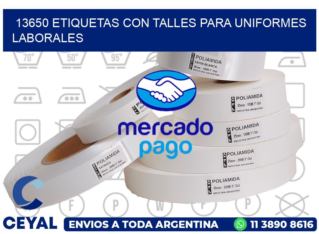 13650 etiquetas con talles para uniformes laborales