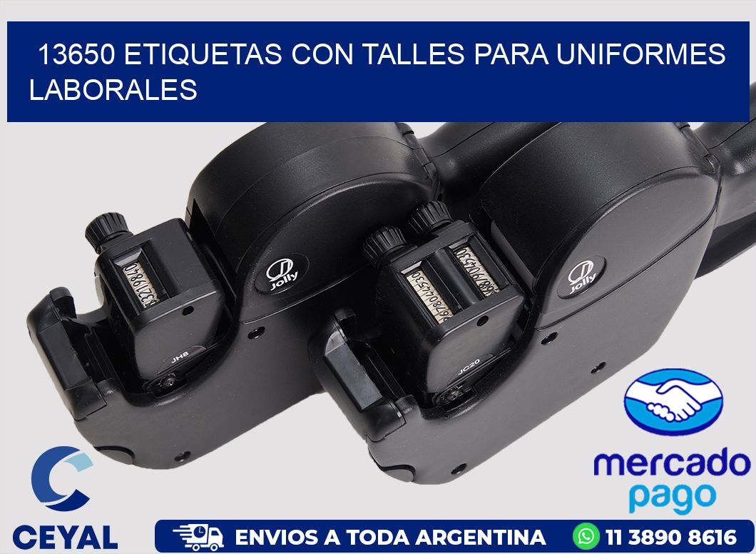 13650 etiquetas con talles para uniformes laborales