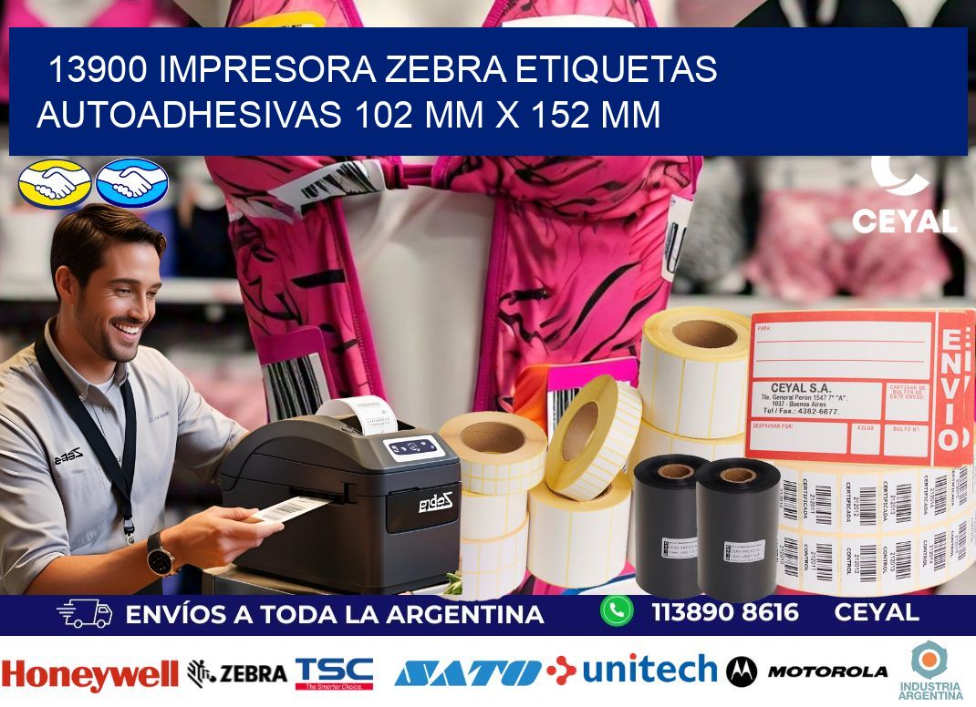 13900 impresora zebra etiquetas autoadhesivas 102 mm x 152 mm
