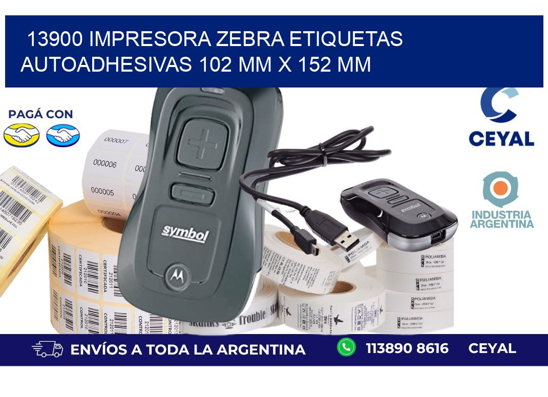 13900 impresora zebra etiquetas autoadhesivas 102 mm x 152 mm