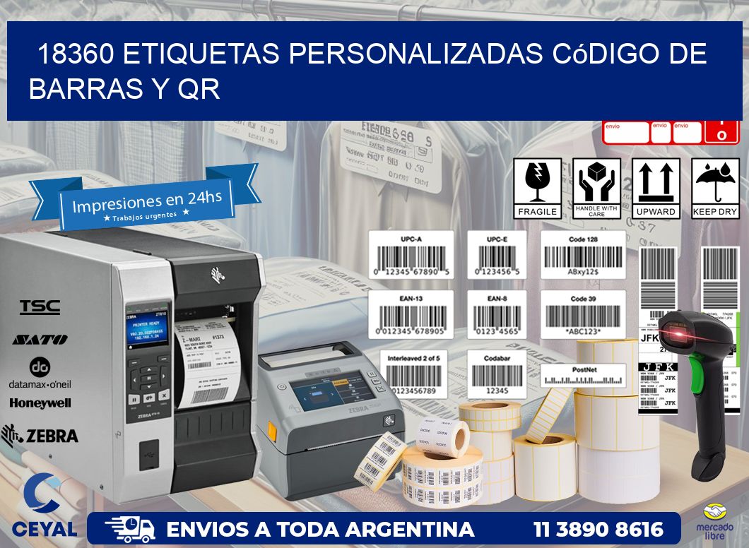 18360 etiquetas personalizadas código de barras y QR