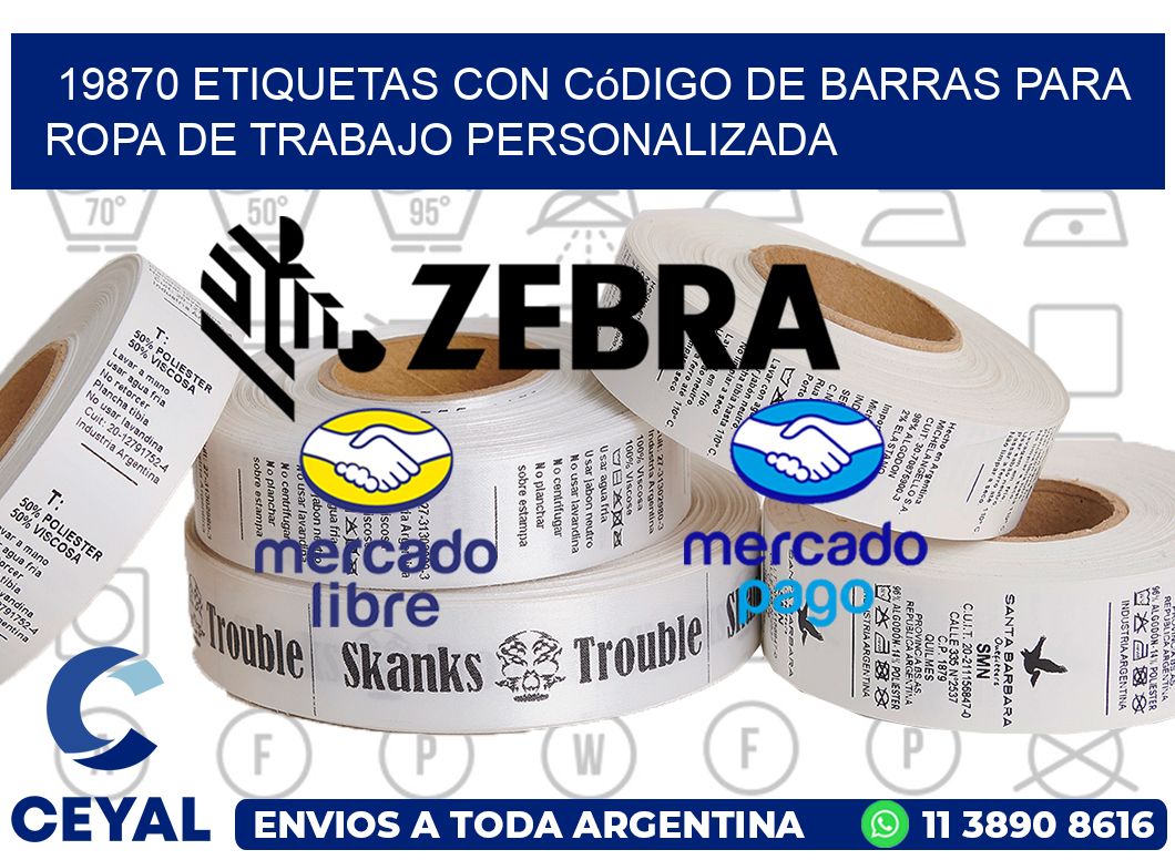 19870 Etiquetas con código de barras para ropa de trabajo personalizada