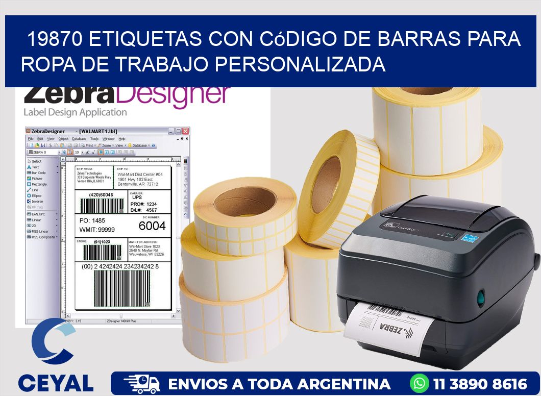 19870 Etiquetas con código de barras para ropa de trabajo personalizada