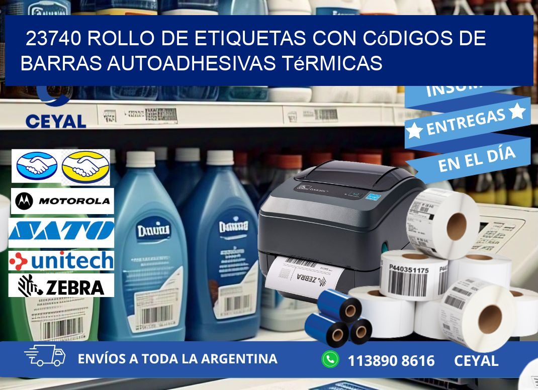 23740 Rollo de etiquetas con códigos de barras autoadhesivas térmicas