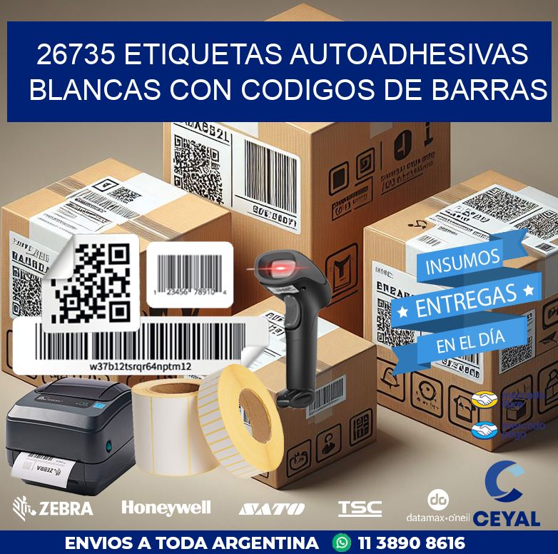 26735 etiquetas autoadhesivas blancas con codigos de barras