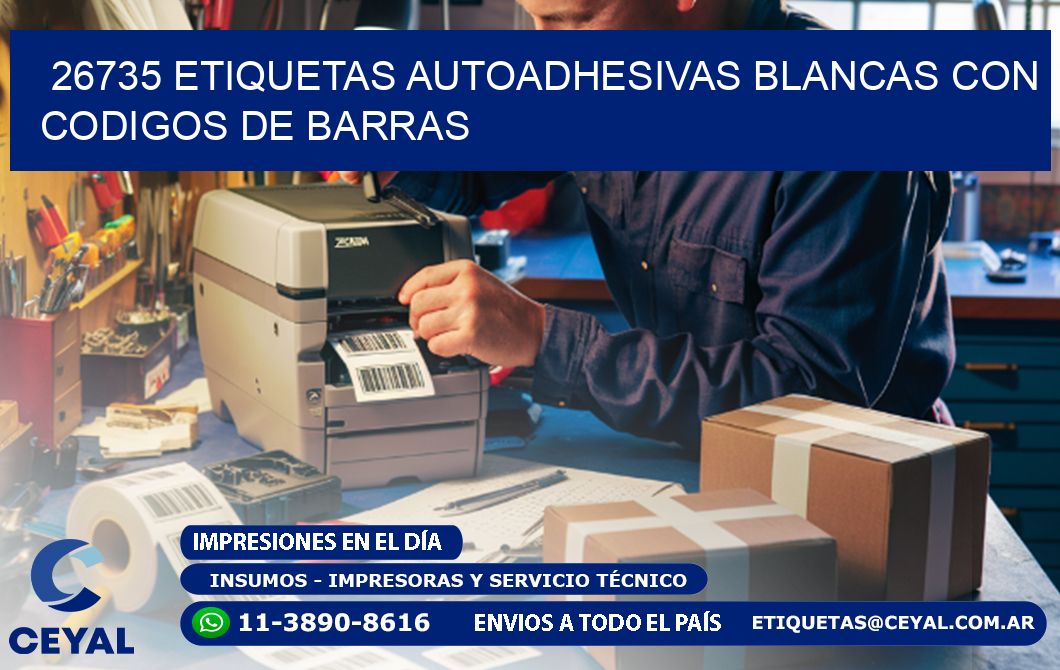 26735 etiquetas autoadhesivas blancas con codigos de barras