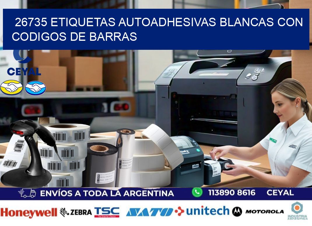 26735 etiquetas autoadhesivas blancas con codigos de barras