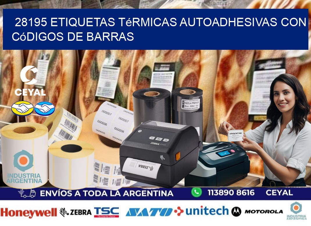 28195 Etiquetas térmicas autoadhesivas con códigos de barras
